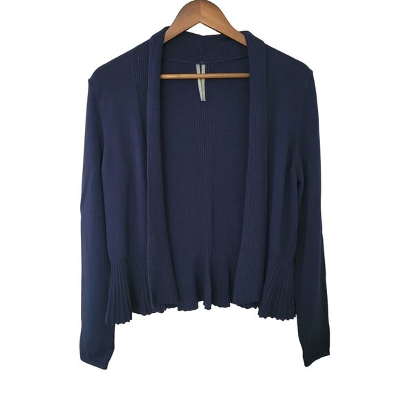 Anthropologie Sweaters - Anthropologie Banlieue Peplum Open Front Cardigan Sweater Womens Size XS Navy
